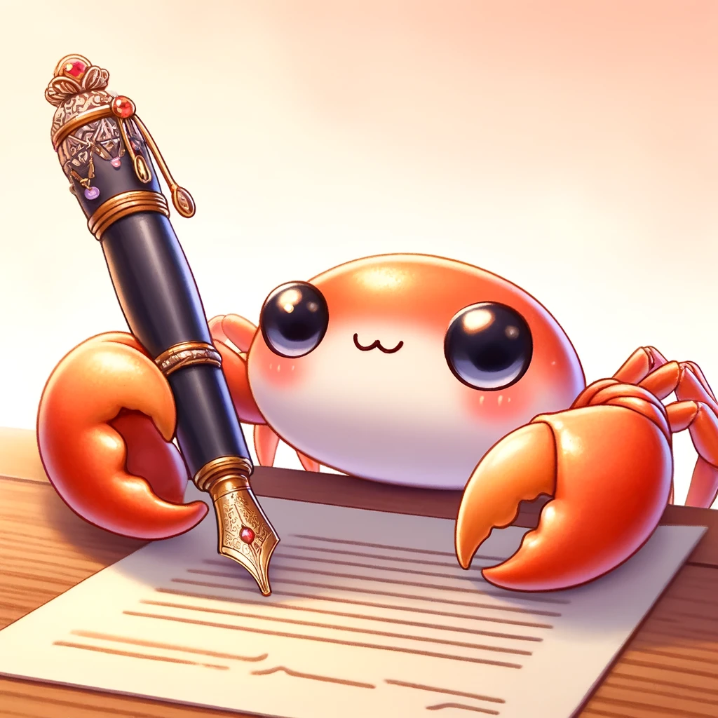Crab with a pen